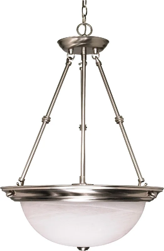 Nuvo Lighting 60-3188 Signature Collection Three Light Energy Star Efficient G24 Hanging Pendant Chandelier in Brushed Nickel Finish Nuvo Lighting 60-3188 Signature Collection Three Light Energy Star Efficient G24 Hanging Pendant Chandelier in Brushed Nickel Finish