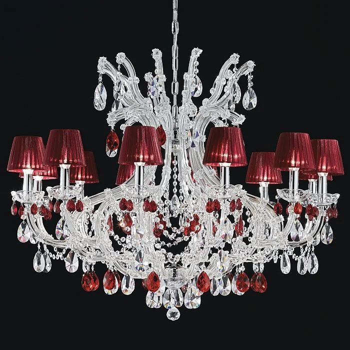 Bohemian - Style Beaded Chandeliers for Eclectic Decor12 Light Chrome Chandelier With Red Cut Crystal Pendants Bohemian - Style Beaded Chandeliers for Eclectic Decor12 Light Chrome Chandelier With Red Cut Crystal Pendants