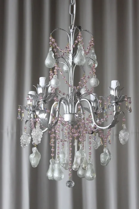 French Country Chandeliers with a Romantic Aura4 Arm Silver Venetian Glass Fruit Chandelier French Country Chandeliers with a Romantic Aura4 Arm Silver Venetian Glass Fruit Chandelier