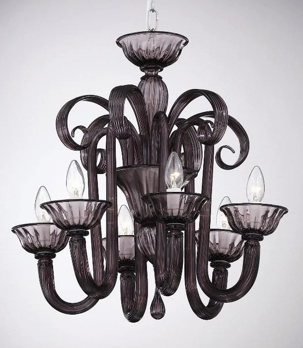 LED Chandeliers for Energy - Efficient Lighting6 Light Amethyst Murano Glass Chandelier