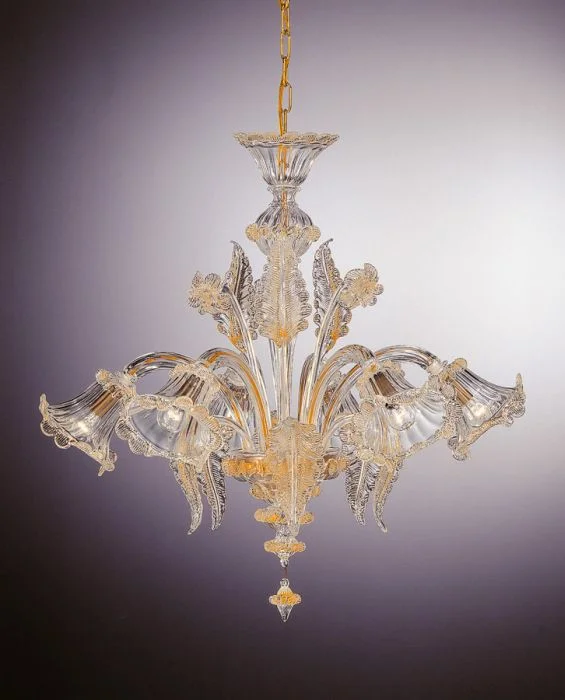 Chandeliers with Adjustable Height for Custom Installation6 Light Murano Clear Glass Venetian Style Chandelier Chandeliers with Adjustable Height for Custom Installation6 Light Murano Clear Glass Venetian Style Chandelier