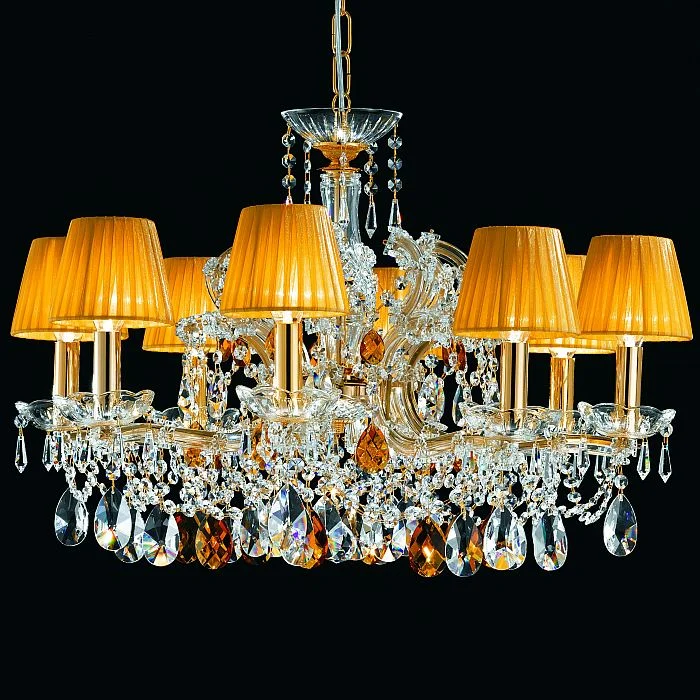 Chandeliers with Candle - Style Bulbs for a Classic Aesthetic8 Light Crystal Pendant Chandelier With Organza Shades Chandeliers with Candle - Style Bulbs for a Classic Aesthetic8 Light Crystal Pendant Chandelier With Organza Shades