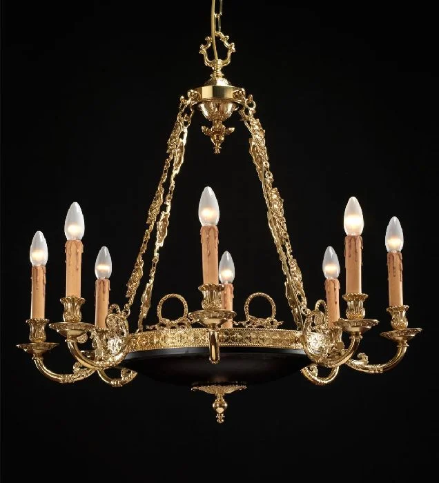 Ceiling - Mounted Chandeliers for Standard Ceilings8 Light French Gold Chandelier With Painted Bowl