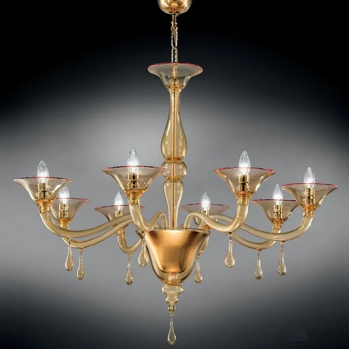Chandeliers for Living Rooms to Create a Focal PointModern Amber Murano Glass Chandelier With Pretty Droplets And 8 Lights Chandeliers for Living Rooms to Create a Focal PointModern Amber Murano Glass Chandelier With Pretty Droplets And 8 Lights