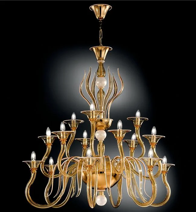 Chandeliers with Murano Glass for a High - End Artistic TouchAmber Venetian Glass 15 Arm Chandelier Chandeliers with Murano Glass for a High - End Artistic TouchAmber Venetian Glass 15 Arm Chandelier