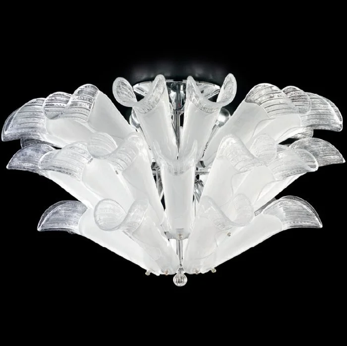 Chandeliers with Metal Frames in Black FinishAmber White Or Pink Triple Murano Glass Ceiling Light Chandeliers with Metal Frames in Black FinishAmber White Or Pink Triple Murano Glass Ceiling Light