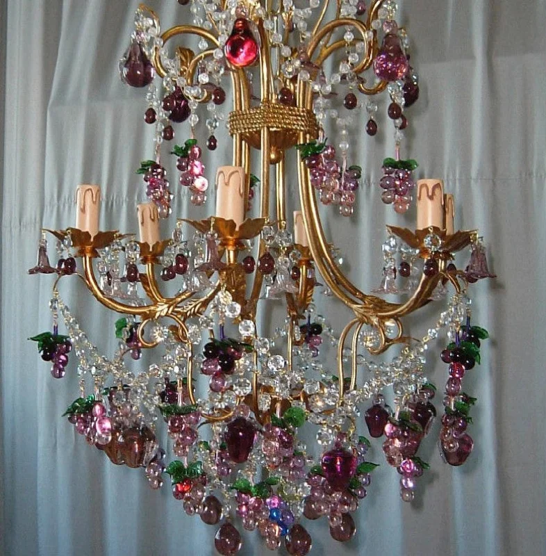 Chandeliers for Living Rooms to Create a Focal PointAmethyst Murano Glass Fruit Chandelier With 6 Lights Chandeliers for Living Rooms to Create a Focal PointAmethyst Murano Glass Fruit Chandelier With 6 Lights