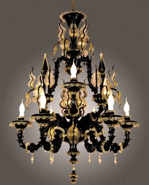 Chandeliers for Low Ceilings to Avoid OvercrowdingBlack And Gold Rezzonico Style Chandelier With 9 Lights Chandeliers for Low Ceilings to Avoid OvercrowdingBlack And Gold Rezzonico Style Chandelier With 9 Lights