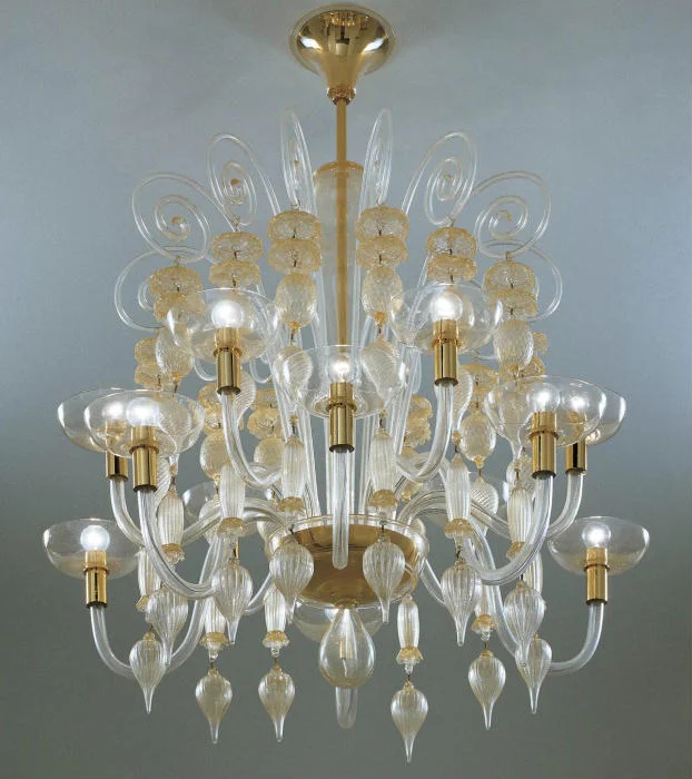 Chandeliers with Metal Frames in Black FinishCarlo Scarpa Gold & Clear Murano Glass Chandelier From Venini Chandeliers with Metal Frames in Black FinishCarlo Scarpa Gold & Clear Murano Glass Chandelier From Venini