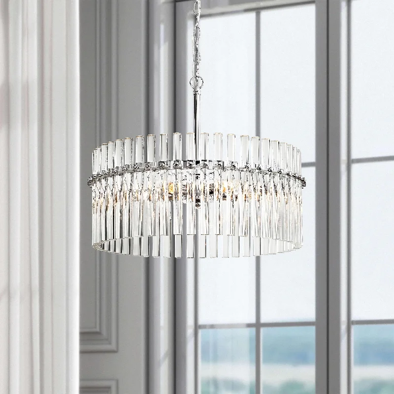 Victorian - Inspired Chandeliers with Ornate DetailsCasandra Chrome Crystal 5-light Pendant Chandelier Victorian - Inspired Chandeliers with Ornate DetailsCasandra Chrome Crystal 5-light Pendant Chandelier