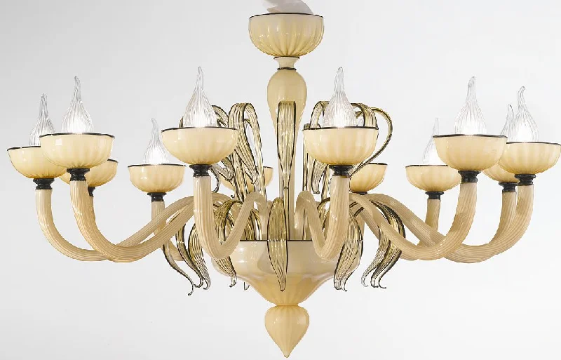 Chandeliers with Metal Frames in Silver FinishChampagne Coloured 12 Light Venetian Glass Chandelier Chandeliers with Metal Frames in Silver FinishChampagne Coloured 12 Light Venetian Glass Chandelier