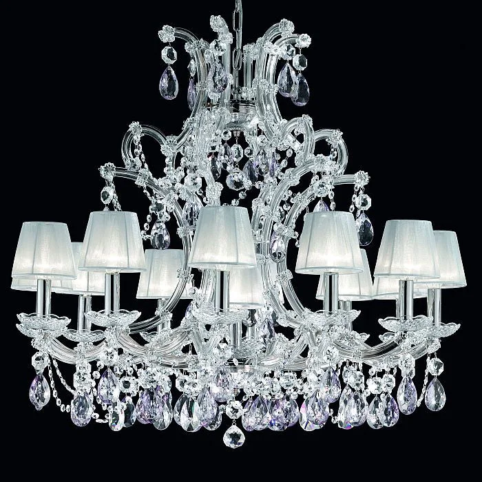 French Country Chandeliers with a Romantic AuraChrome Plated Chandelier With White Organza Shades French Country Chandeliers with a Romantic AuraChrome Plated Chandelier With White Organza Shades