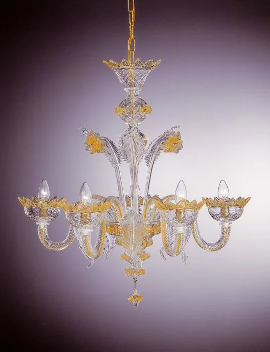 Large Chandeliers for Grand Halls and FoyersClear Murano Glass Baloton & Rigadin Chandelier With 5 Lights Large Chandeliers for Grand Halls and FoyersClear Murano Glass Baloton & Rigadin Chandelier With 5 Lights