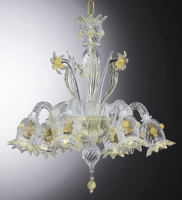 Chandeliers with Metal Frames in Copper FinishCrystal And Gold Murano Glass Chandelier Chandeliers with Metal Frames in Copper FinishCrystal And Gold Murano Glass Chandelier