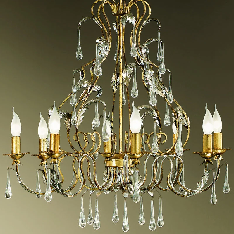 Chandeliers with Metal Frames in Silver FinishGold Chandelier With Crystal Droplets Chandeliers with Metal Frames in Silver FinishGold Chandelier With Crystal Droplets