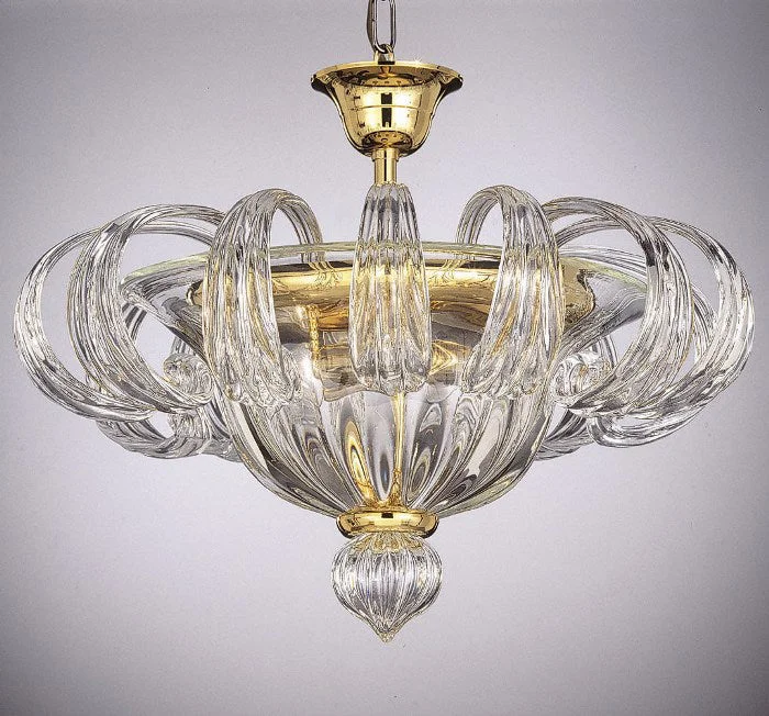 Chandeliers with Frosted Glass for a Softer Light DiffusionGolden Murano Glass Ceiling Light Chandeliers with Frosted Glass for a Softer Light DiffusionGolden Murano Glass Ceiling Light