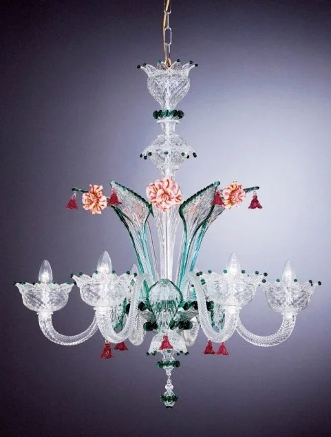 Chandeliers with Clear Crystal for a Sparkling EffectMulti-Coloured Murano Glass Flower Chandelier Chandeliers with Clear Crystal for a Sparkling EffectMulti-Coloured Murano Glass Flower Chandelier