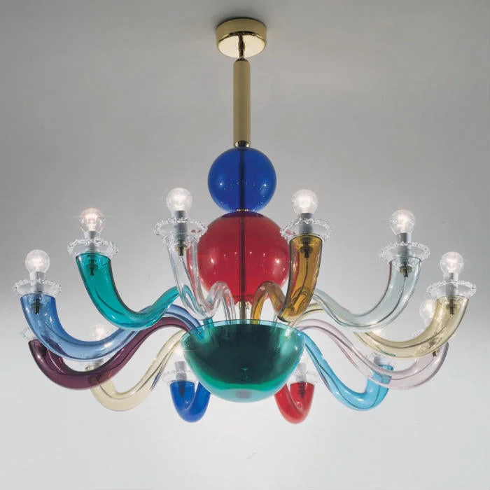 Chandeliers with Candle - Style Bulbs for a Classic AestheticMulticolored Murano Glass Chandelier By Gio Ponti For Venini Chandeliers with Candle - Style Bulbs for a Classic AestheticMulticolored Murano Glass Chandelier By Gio Ponti For Venini