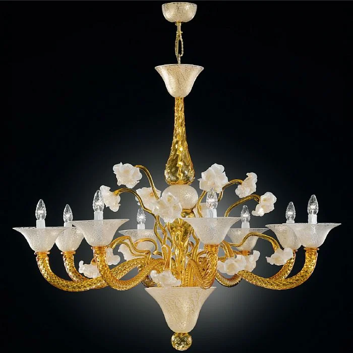 Bohemian - Style Beaded Chandeliers for Eclectic DecorAmber & Cracked Venetian Ice Glass Chandelier With 8 Lights Bohemian - Style Beaded Chandeliers for Eclectic DecorAmber & Cracked Venetian Ice Glass Chandelier With 8 Lights