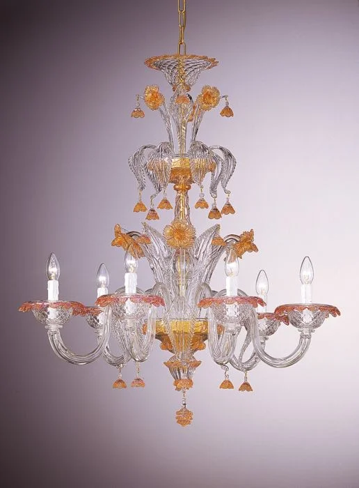 Chandeliers with Candle - Style Bulbs for a Classic AestheticMurano Baloton Glass Chandelier With Pink Accents