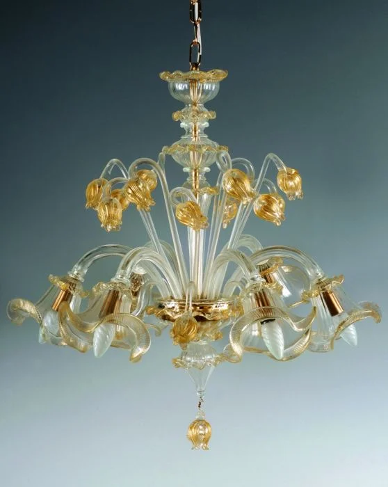 Oversized Chandeliers as a Statement Piece in Living RoomsMurano Glass Chandelier With Golden Flower Buds Oversized Chandeliers as a Statement Piece in Living RoomsMurano Glass Chandelier With Golden Flower Buds