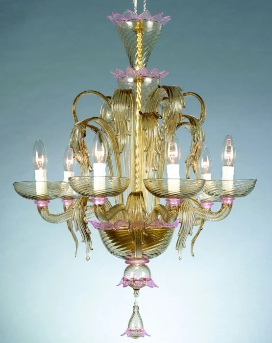 Bohemian - Style Beaded Chandeliers for Eclectic DecorMurano Glass Chandelier With Pink And Smoked Glass Bohemian - Style Beaded Chandeliers for Eclectic DecorMurano Glass Chandelier With Pink And Smoked Glass