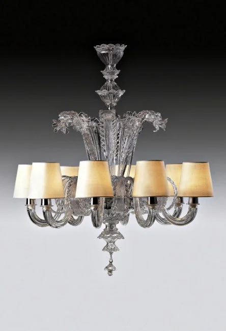 Ceiling - Mounted Chandeliers for Standard CeilingsMurano glass chandelier with White Shades Ceiling - Mounted Chandeliers for Standard CeilingsMurano glass chandelier with White Shades