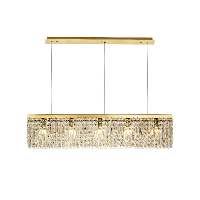 Chandeliers with Metal Frames in Gold FinishNelson Lighting NL78189 Zian 102x9cm Rectangular Pendant Chandelier 5 Light Gold/Crystal Chandeliers with Metal Frames in Gold FinishNelson Lighting NL78189 Zian 102x9cm Rectangular Pendant Chandelier 5 Light Gold/Crystal