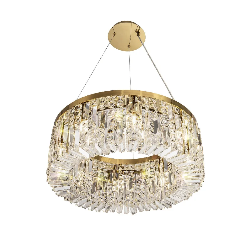 Bohemian - Style Beaded Chandeliers for Eclectic DecorNelson Lighting NL78169 Zian 60cm Round Pendant Chandelier 8 Light Gold/Crystal