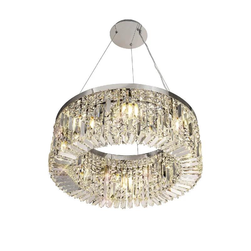 Chandeliers with Metal Frames in Gold FinishNelson Lighting NL78079 Zian 60cm Round Pendant Chandelier 8 Light Polished Chrome/Crystal Chandeliers with Metal Frames in Gold FinishNelson Lighting NL78079 Zian 60cm Round Pendant Chandelier 8 Light Polished Chrome/Crystal