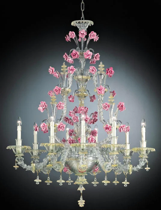 Chandeliers with Sputnik - Style Design for a Futuristic VibeNine Light Rezzonico Style Chandelier With Pink Roses Chandeliers with Sputnik - Style Design for a Futuristic VibeNine Light Rezzonico Style Chandelier With Pink Roses