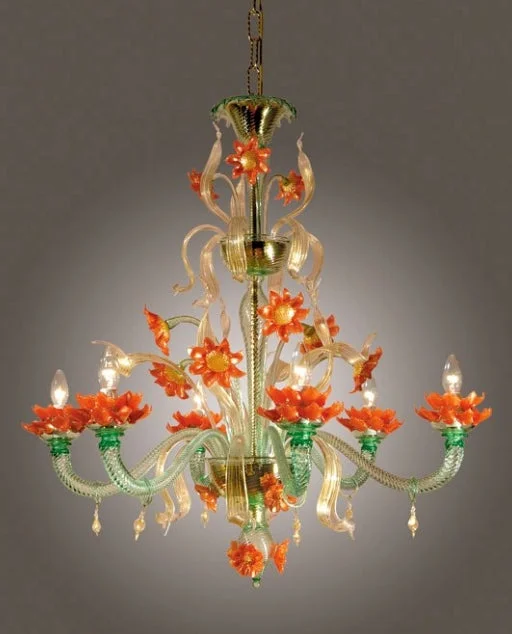 Chandeliers with Pendant Lights for a Stylish LookOrange And Green Murano Glass Flower Chandelier Chandeliers with Pendant Lights for a Stylish LookOrange And Green Murano Glass Flower Chandelier