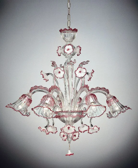 Chandeliers for Low Ceilings to Avoid OvercrowdingPink Floral Murano Glass Chandelier
