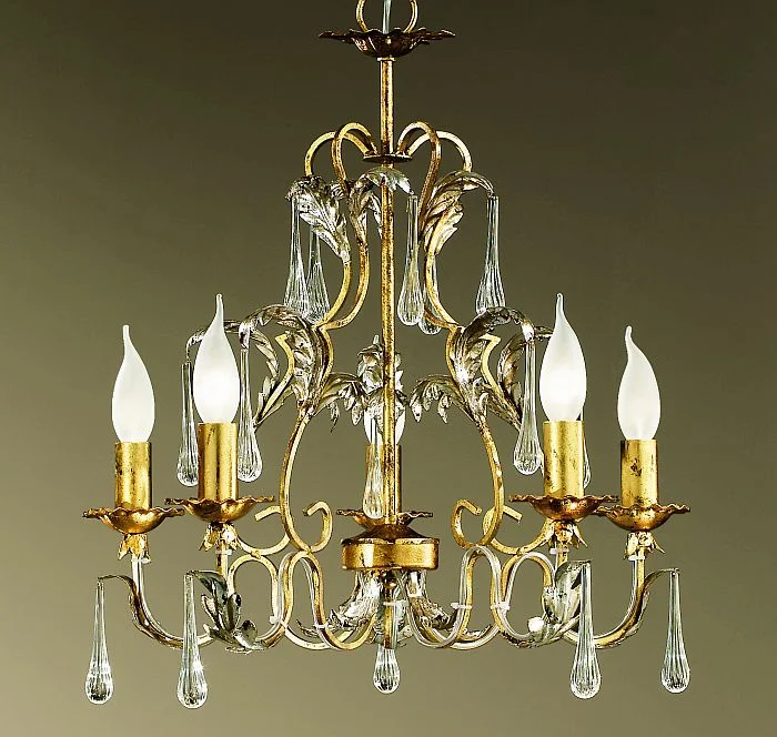 Chandeliers with Sputnik - Style Design for a Futuristic VibePretty Gold 5 Light Classic Chandelier With Crystal Drops