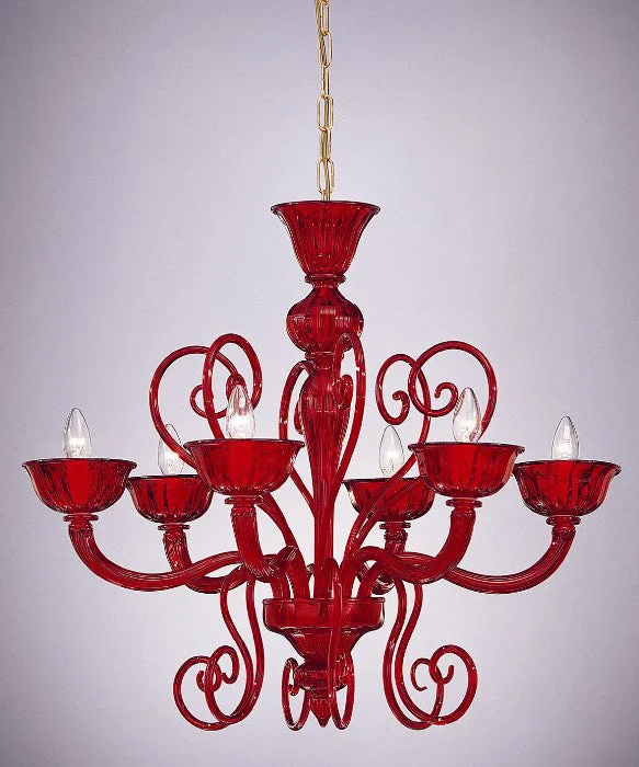 Chandeliers with Colored Glass for a Splash of ColorRed Murano Glass 6 Light Chandelier Chandeliers with Colored Glass for a Splash of ColorRed Murano Glass 6 Light Chandelier