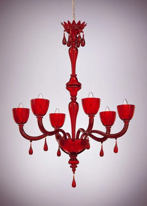 Mid - Century Modern Chandeliers for Vintage AppealRed Venetian Style Chandelier With 6 Lights Mid - Century Modern Chandeliers for Vintage AppealRed Venetian Style Chandelier With 6 Lights
