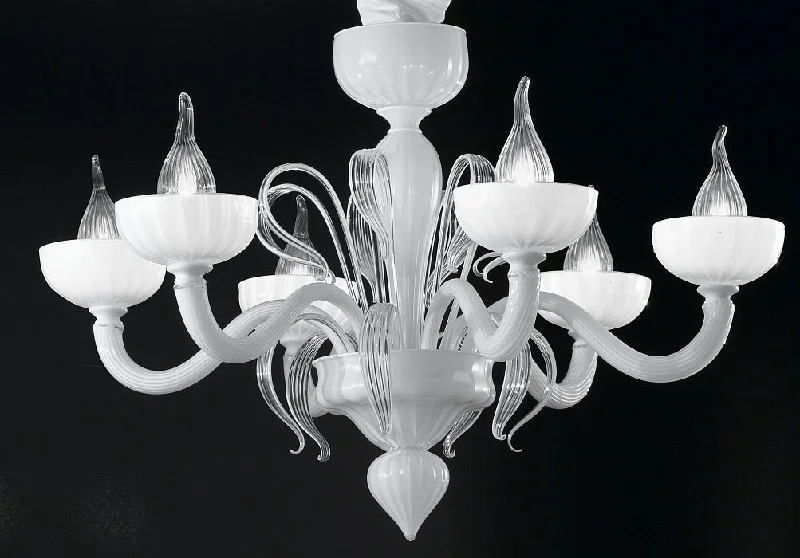 Chandeliers with Murano Glass for a High - End Artistic TouchSmall White Murano Glass 6 Light 'Epoque' Chandelier Chandeliers with Murano Glass for a High - End Artistic TouchSmall White Murano Glass 6 Light 'Epoque' Chandelier