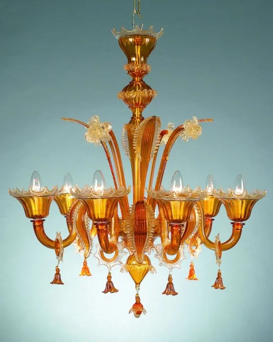 Chandeliers with Metal Frames in Black FinishTopaz Murano Glass Chandelier