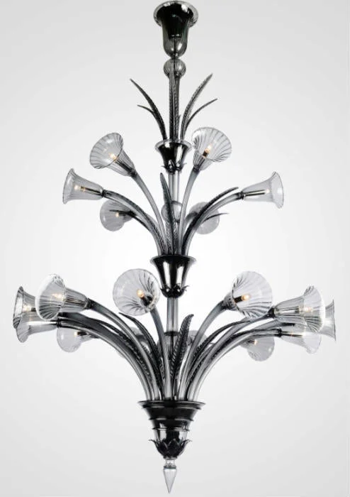 Bohemian - Style Beaded Chandeliers for Eclectic DecorVenini Steel Grey Glass Chandelier With 18 Lights Bohemian - Style Beaded Chandeliers for Eclectic DecorVenini Steel Grey Glass Chandelier With 18 Lights