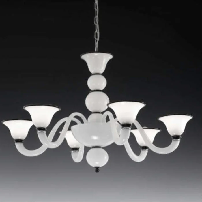 Chandeliers with Metal Frames in Silver FinishWhite & Black 6 Light Italian Chandelier. More Colour Options Chandeliers with Metal Frames in Silver FinishWhite & Black 6 Light Italian Chandelier. More Colour Options