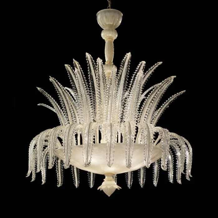 Minimalist Chandeliers for Sleek and Simple InteriorsWhite, Gold & Clear Murano Glass Leaf Chandelier Minimalist Chandeliers for Sleek and Simple InteriorsWhite, Gold & Clear Murano Glass Leaf Chandelier