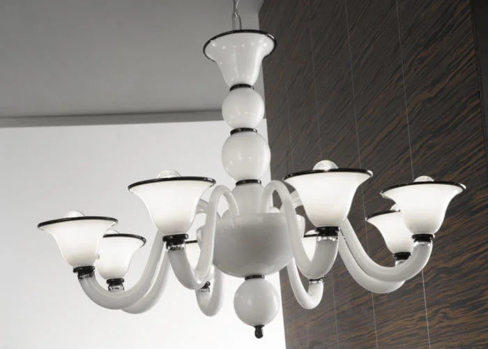 Chandeliers for Low Ceilings to Avoid OvercrowdingWhite Murano Glass 8 Light Chandelier With Colour Options Chandeliers for Low Ceilings to Avoid OvercrowdingWhite Murano Glass 8 Light Chandelier With Colour Options