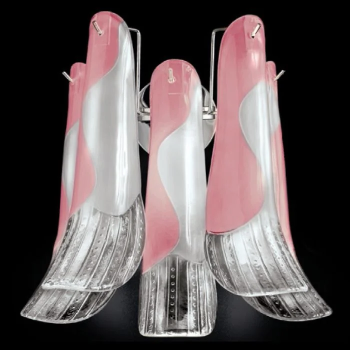 Chandeliers with Frosted Glass for a Softer Light DiffusionWhite Pink Or Amber 5-Light Murano Glass Wall Light Chandeliers with Frosted Glass for a Softer Light DiffusionWhite Pink Or Amber 5-Light Murano Glass Wall Light