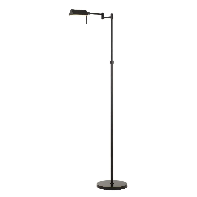 Modern Minimalist Floor Lamp for Contemporary Living Rooms10W Led Adjustable Metal Floor Lamp With Swing Arm, Black By Benzara Modern Minimalist Floor Lamp for Contemporary Living Rooms10W Led Adjustable Metal Floor Lamp With Swing Arm, Black By Benzara