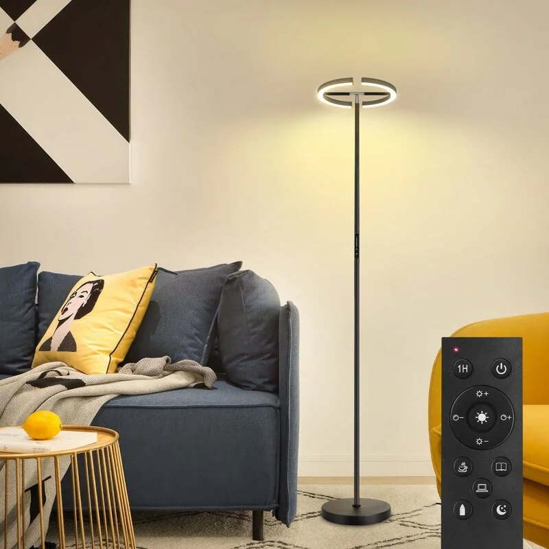 Glass Floor Lamp with Frosted Shades for Soft Diffused Light69 inch Black Torchiere Floor Lamp with dimming function Glass Floor Lamp with Frosted Shades for Soft Diffused Light69 inch Black Torchiere Floor Lamp with dimming function