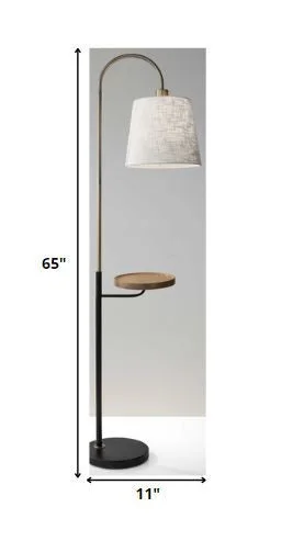 Dimmable Floor Lamp for Adjustable Lighting AmbianceAntique Brass And Black Metal Floor Lamp With USB Charging Station Wood Shelf By Homeroots Dimmable Floor Lamp for Adjustable Lighting AmbianceAntique Brass And Black Metal Floor Lamp With USB Charging Station Wood Shelf By Homeroots