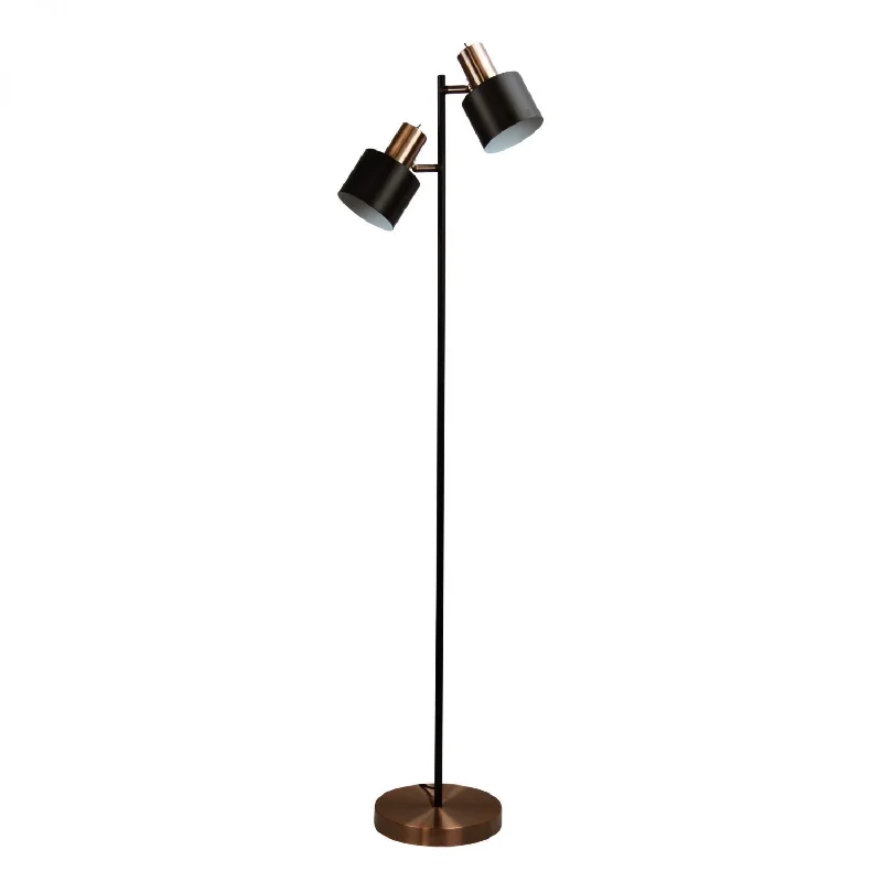USB Charging Port Floor Lamp for Convenient Device ChargingAri 2 Light Floor Lamp Black With Copper Head USB Charging Port Floor Lamp for Convenient Device ChargingAri 2 Light Floor Lamp Black With Copper Head