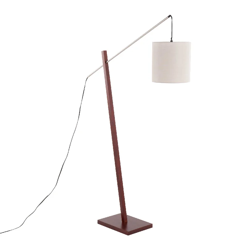 Walnut Wood, Satin Nickel, Grey Fabric