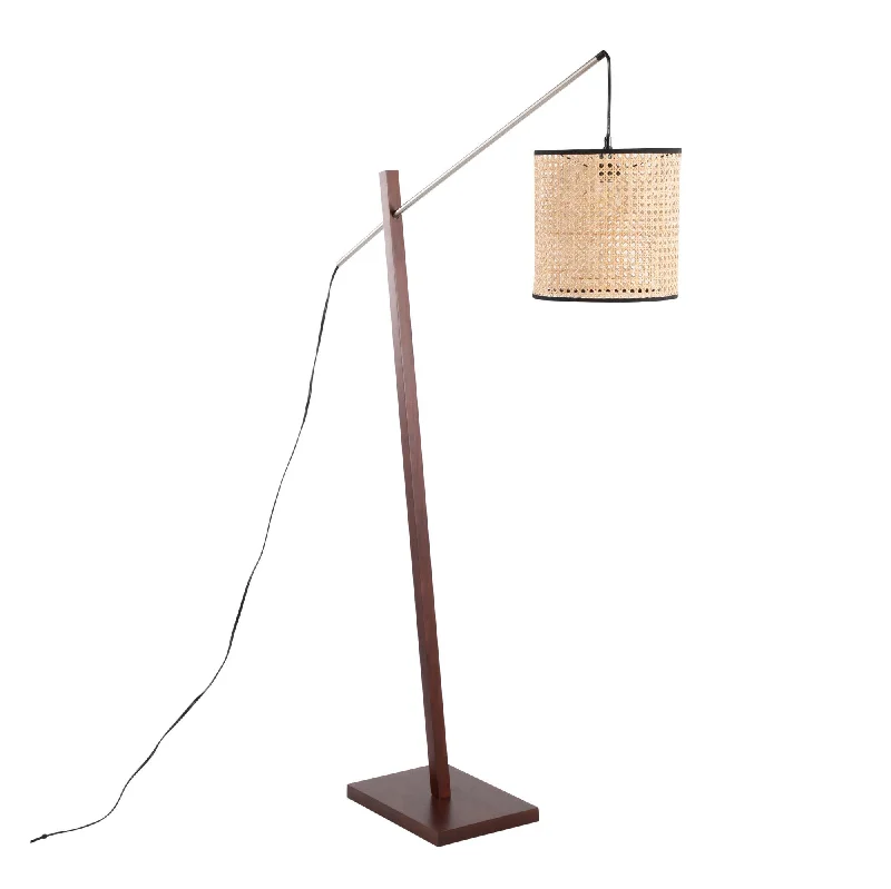 Walnut Wood, Satin Nickel, Rattan