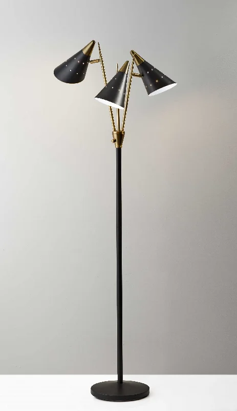 Smart Floor Lamp with Voice Control and Bluetooth ConnectivityBlack Metal Floor Lamp with Three Adjustable Antique Brass Accented Cone Shades By Homeroots Smart Floor Lamp with Voice Control and Bluetooth ConnectivityBlack Metal Floor Lamp with Three Adjustable Antique Brass Accented Cone Shades By Homeroots